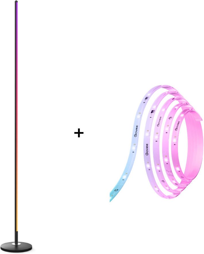 Thumbnail - Govee RGBICW Smart Corner Floor Lamp + LED Lightstrip S 5m