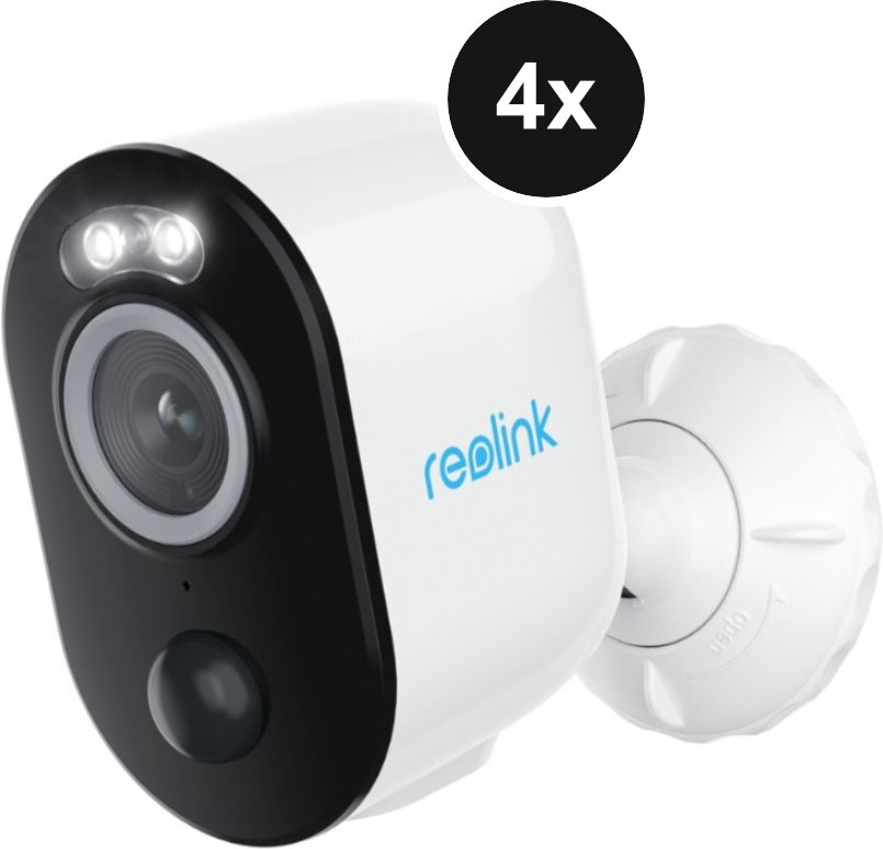 Reolink Argus Series B330 - Kabellose 2K Außenkamera mit Licht - 4er-Set