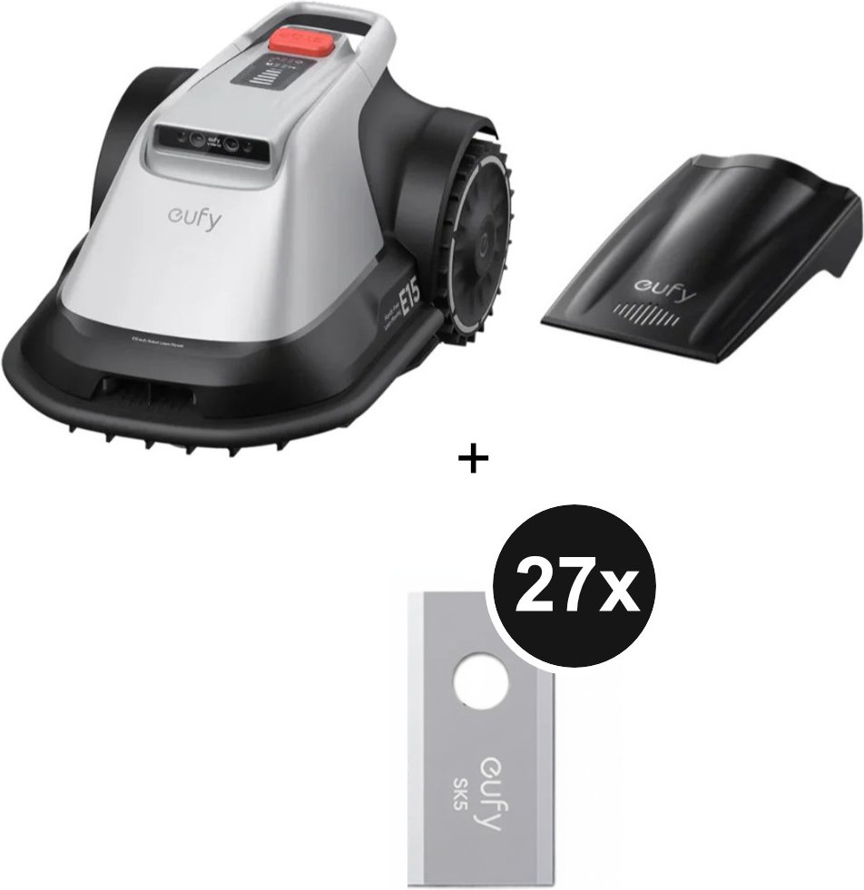 eufy Set - mit Mähroboter E15 für bis zu 800 m² + gratis Garage + gratis Ersatzklingenbox