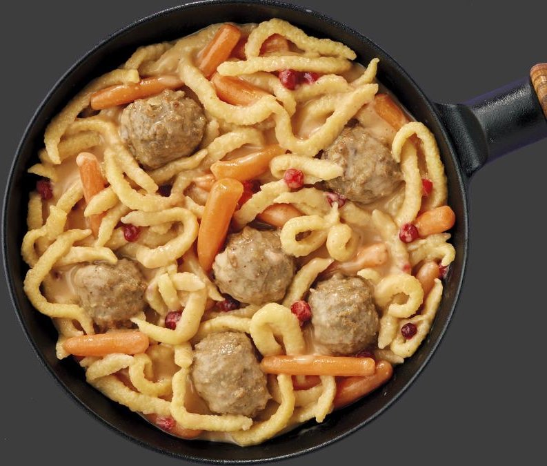 Spätzle-Köttbullar-Pfanne