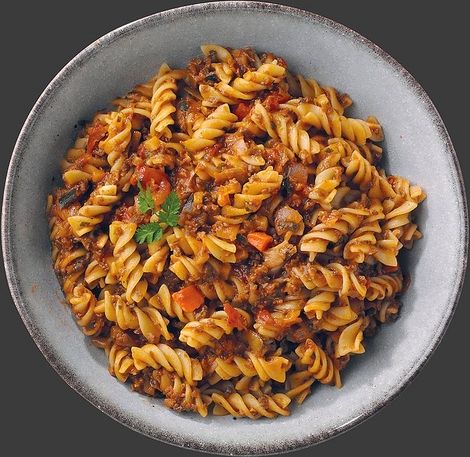 Fusilli mit veganer kein-Hack-Bolognese