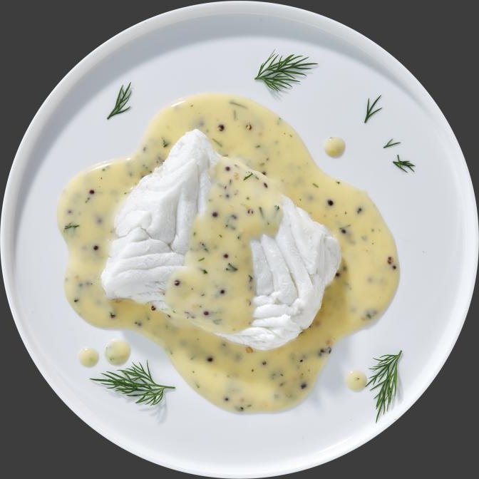 Kabeljau-Rückenfilet in Senf-Dill Sauce
