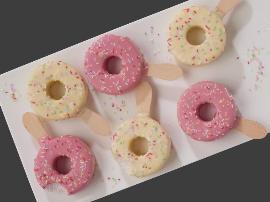 Bunte Donut Stiele