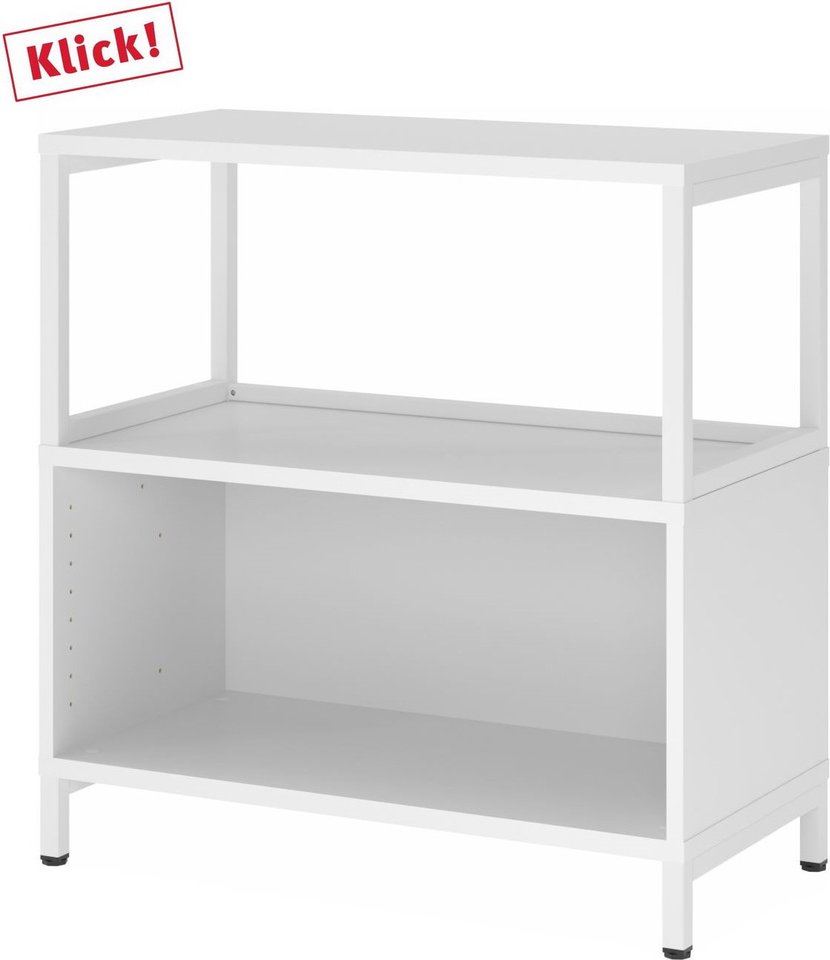 FlexWall | 2 OH | Korpus + Rahmen | mit Sockelgestell - Weiß