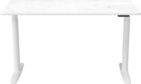 STAND PRO | 140x70 - Elektrisch höhenverstellbarer Schreibtisch Weiß/Marmor