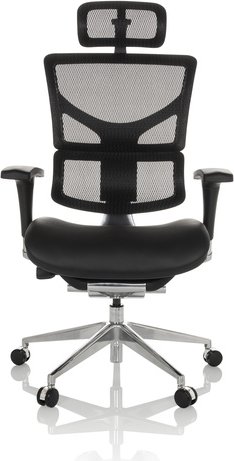 ERGO-U2 LM | Leder/Netz - High End Bürostuhl Schwarz