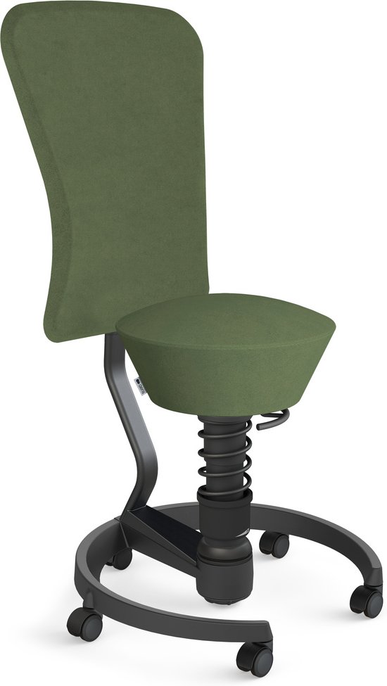 AERIS SWOPPER MIT ROLLEN UND LEHNE - Swopper Low Mikrofaser Grün Gestell Schwarz