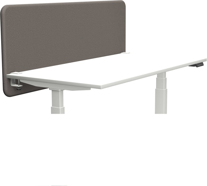 Tystiq | 160 cm | L | Klemme Weiß - Tischtrennwand Granitgrau/Weiß