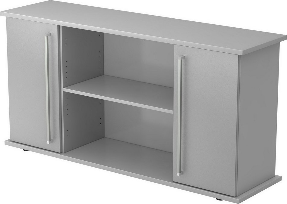 KAPA SB | Sideboard | mit Türen - Grau/Silber Chromgriff Metall