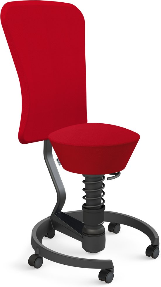 AERIS SWOPPER MIT ROLLEN UND LEHNE - Swopper Low Wollmischung Rot Gestell Schwarz