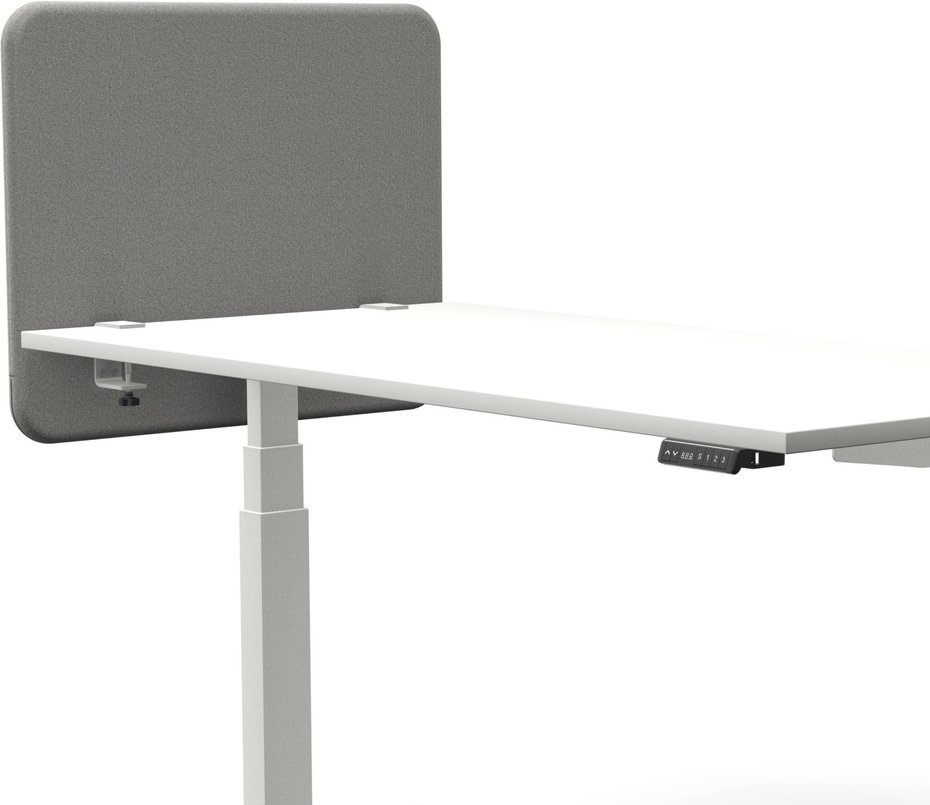 Tystiq | 80 cm | S | Klemme Weiß - Tischtrennwand Hellgrau/Weiß