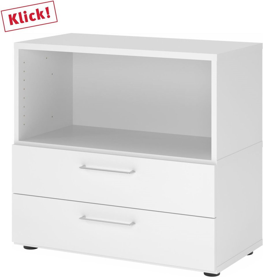FlexWall | 2 OH | Schübe + Korpus | mit Stellfüßen - Weiß/Weiß