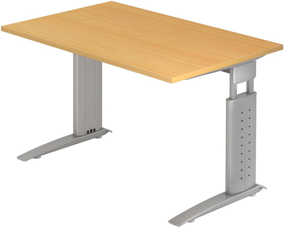 Thumbnail - UNDA 12 S | Schreibtisch - 120 x 80 Buche/Silber höhenverstellbar