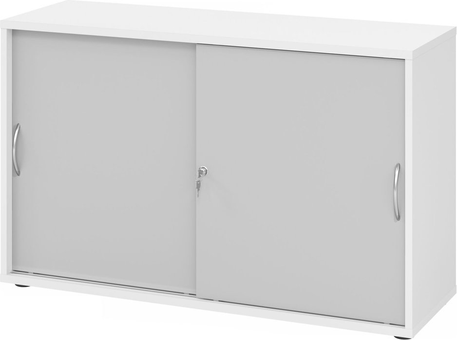 BETA 1752S | Schiebetürenschrank | 2 OH - Bogengriff Metall Weiß/Grau