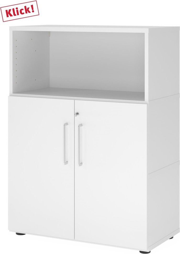 FlexWall | 3 OH | Türen + Korpus | mit Stellfüßen - Weiß/Weiß