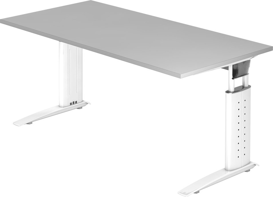 UNDA 16 W | Schreibtisch - 160 x 80 höhenverstellbar Grau/Weiß
