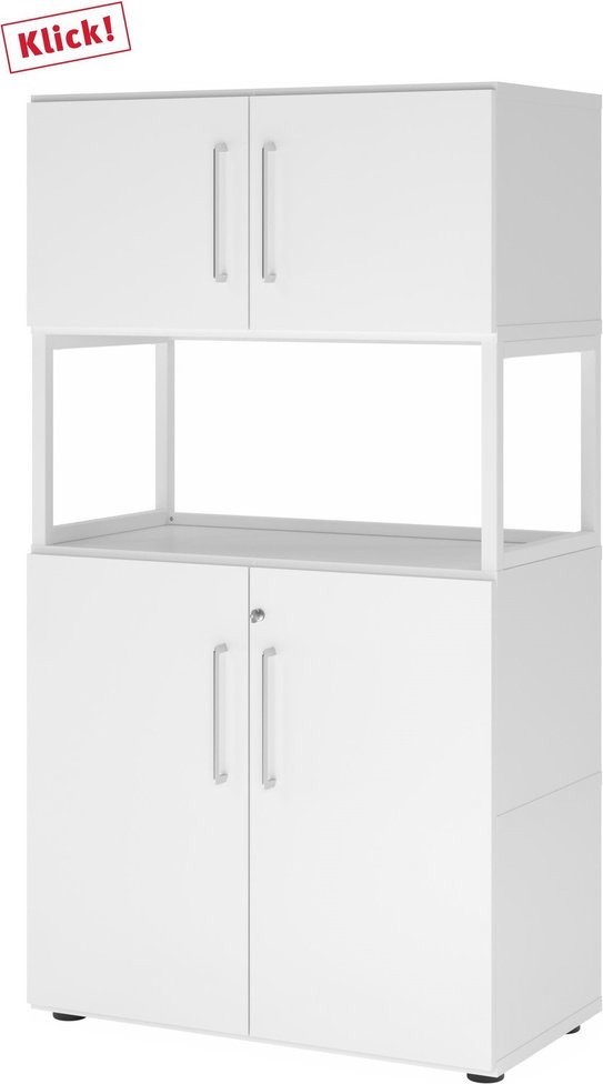 FlexWall | 4 OH | 2 x Türen + Rahmen | mit Stellfüßen - Weiß/Weiß