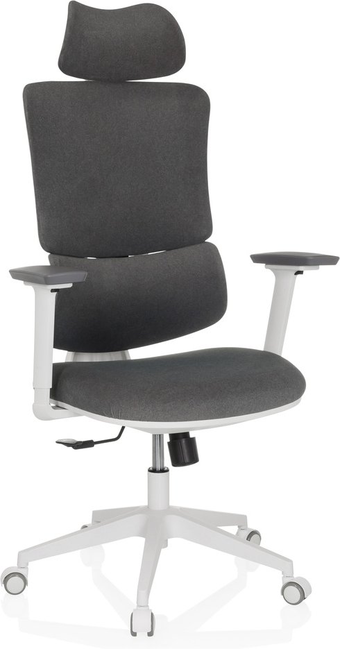 ERGOMY WF | Stoff | Rahmen: Weiß - Home Office Bürostuhl Grau