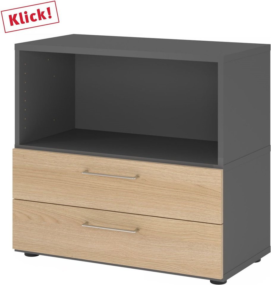 FlexWall | 2 OH | Schübe + Korpus | mit Stellfüßen - Graphit/Eiche