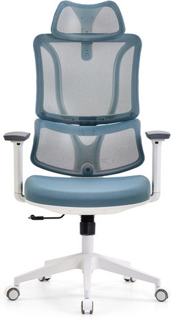 ERGOMY W | Stoff / Netz | Rahmen: Weiß - Profi Bürostuhl Blau