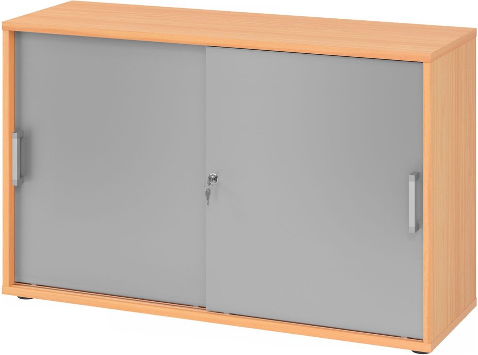 Thumbnail - BETA 1752S | Schiebetürenschrank | 2 OH - Buche/Silber Chromgriff Metall