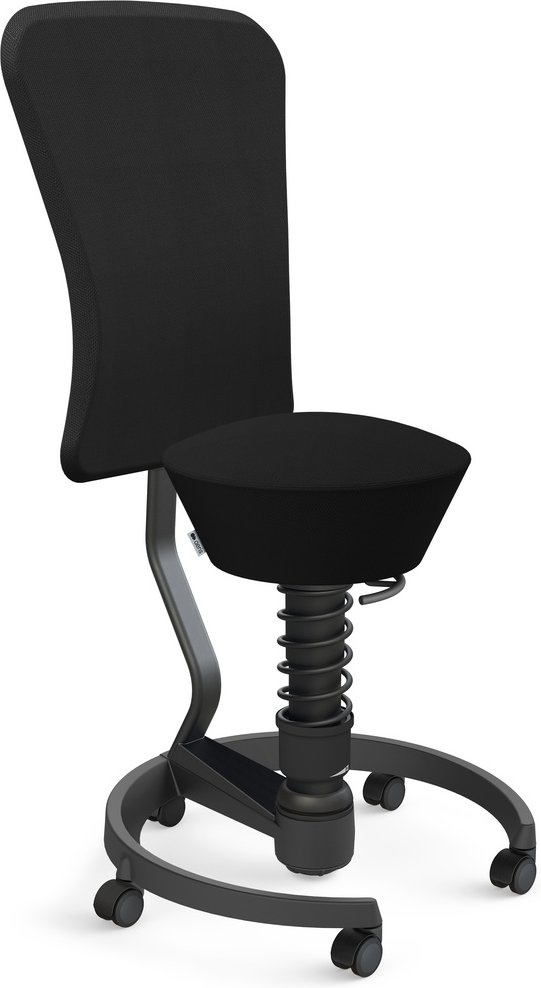 AERIS SWOPPER MIT ROLLEN UND LEHNE - Swopper Standard Wollmischung Schwarz Gestell Schwarz