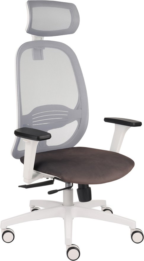 NODI WS HD | Netzstoff / Samt - Profi Bürostuhl Dunkelbraun