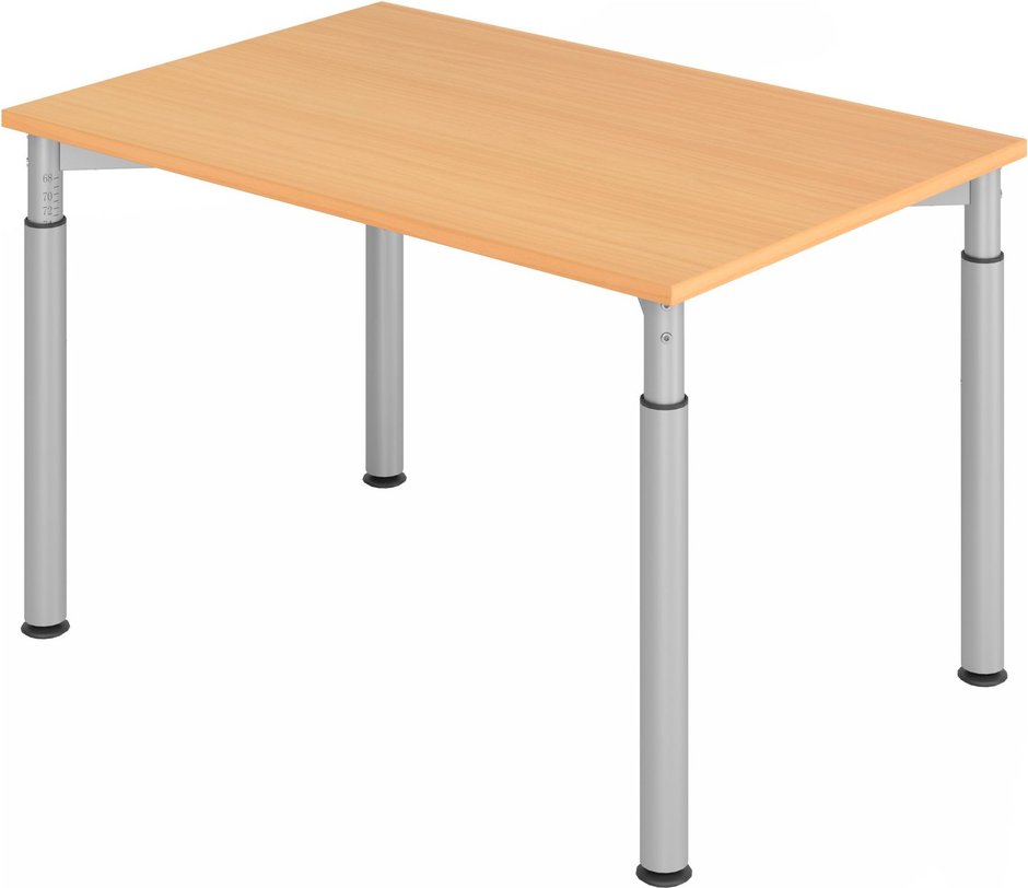 Thumbnail - YAMA 12 S | Schreibtisch - 120 x 80 Buche/Silber höhenverstellbar