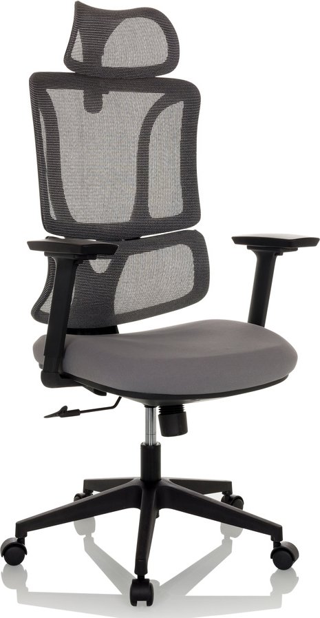 ERGOMY | Stoff / Netz | Rahmen: Schwarz - Home Office Bürostuhl Grau
