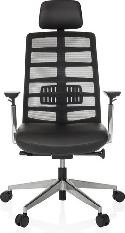 SPINIO ELITE L | Leder/Netz - High End Bürostuhl Schwarz