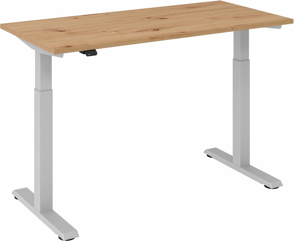 XMST 614 S | Schreibtisch - 140 x 67 elektrisch höhenverstellbar Asteiche/Silber
