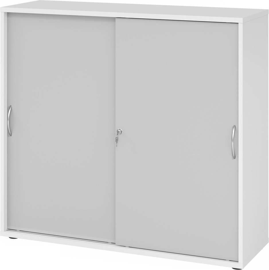 Thumbnail - BETA 1753S | Schiebetürenschrank | 3 OH - Bogengriff Metall Weiß/Grau