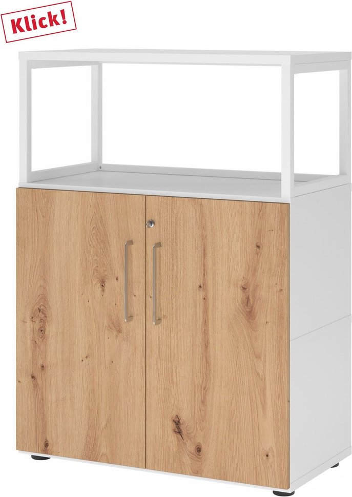 Thumbnail - FlexWall | 3 OH | Türen + Rahmen | mit Stellfüßen - Weiß/Asteiche