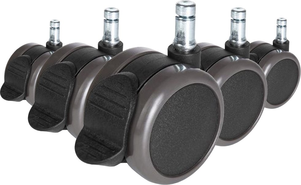 5x ROLO STOP 11mm/65mm | Hartböden - Stuhlrollen Schwarz