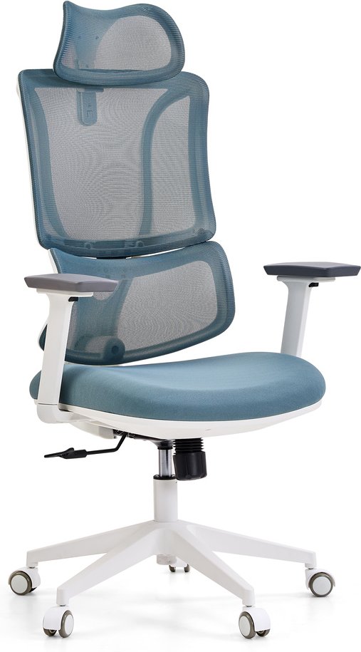 ERGOMY W | Stoff / Netz | Rahmen: Weiß - Profi Bürostuhl Blau