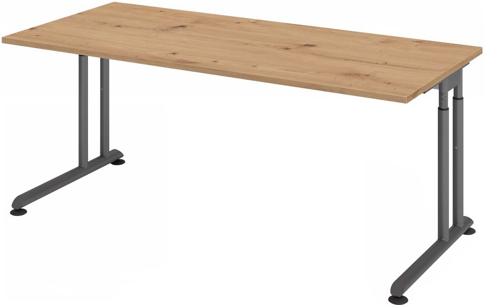 ZENO 19 G | Schreibtisch - 180 x 80 höhenverstellbar Asteiche/Graphit