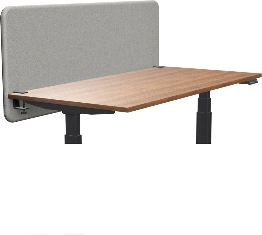 Tystiq | 160 cm | L | Klemme Schwarz - Tischtrennwand Hellgrau/Schwarz