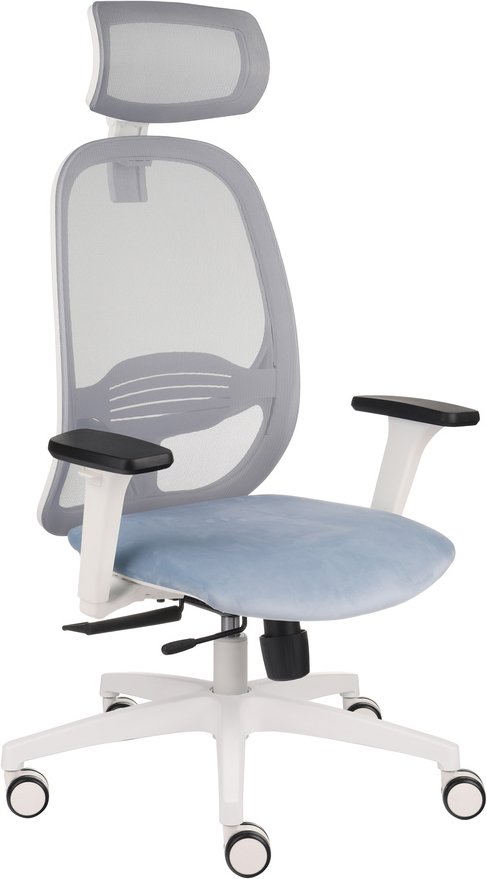 NODI WS HD | Netzstoff / Samt - Profi Bürostuhl Hellblau