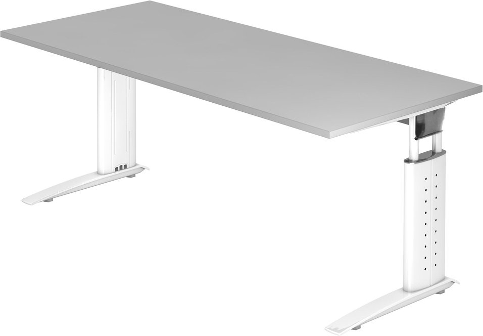 UNDA 19 W | Schreibtisch - 180 x 80 höhenverstellbar Grau/Weiß