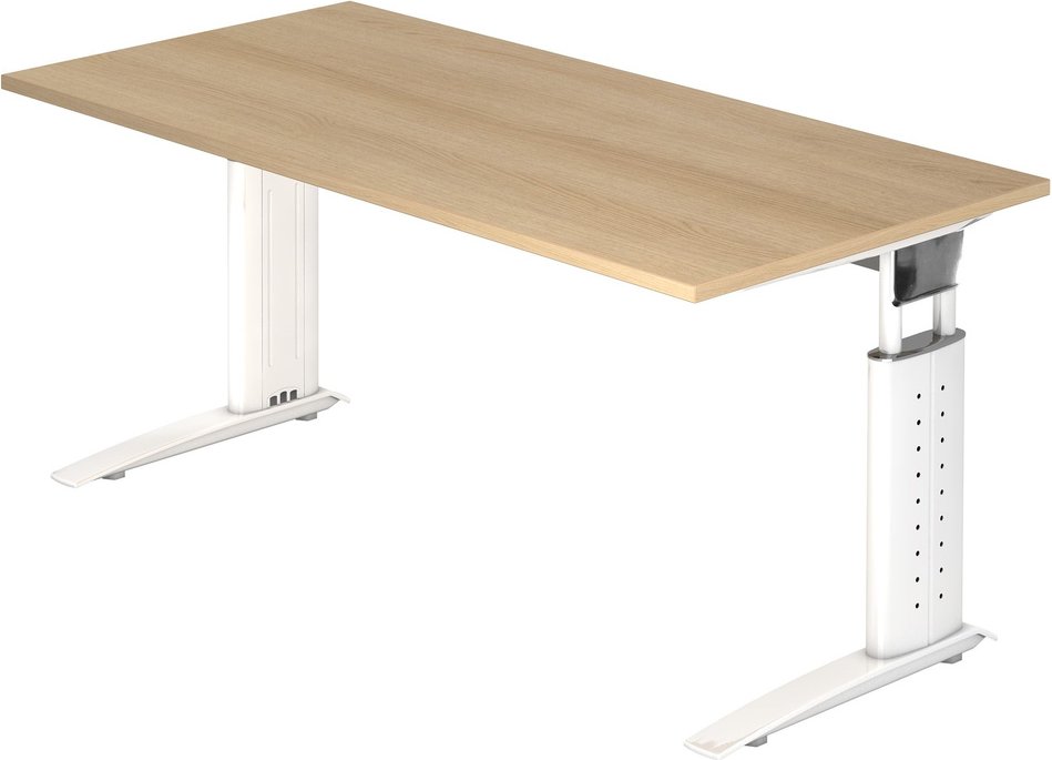 UNDA 16 W | Schreibtisch - 160 x 80 höhenverstellbar Eiche/Weiß
