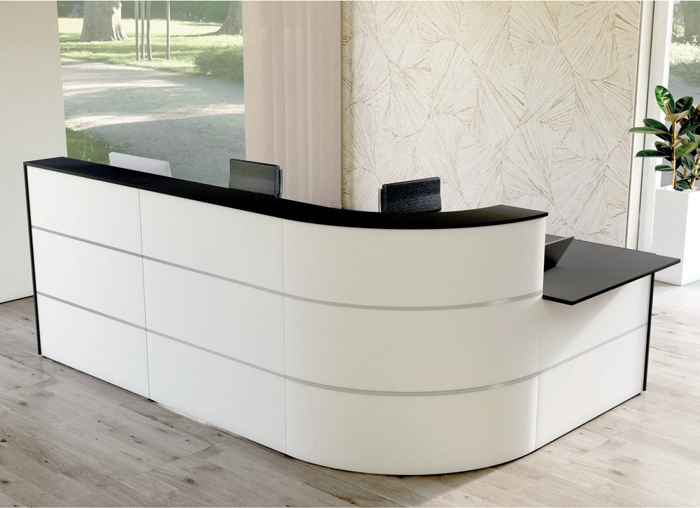 Thumbnail - Centu 9 | Bogentheke - Empfangstheke Weiß/Anthrazit