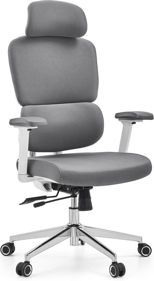 Ergomy WF 2 | Stoff | Rahmen: Weiß - Profi Bürostuhl Grau
