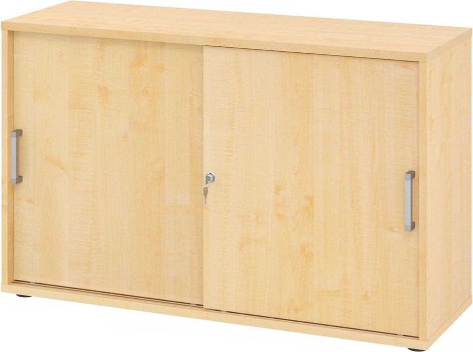 Thumbnail - BETA 1752S | Schiebetürenschrank | 2 OH - Ahorn Chromgriff Metall