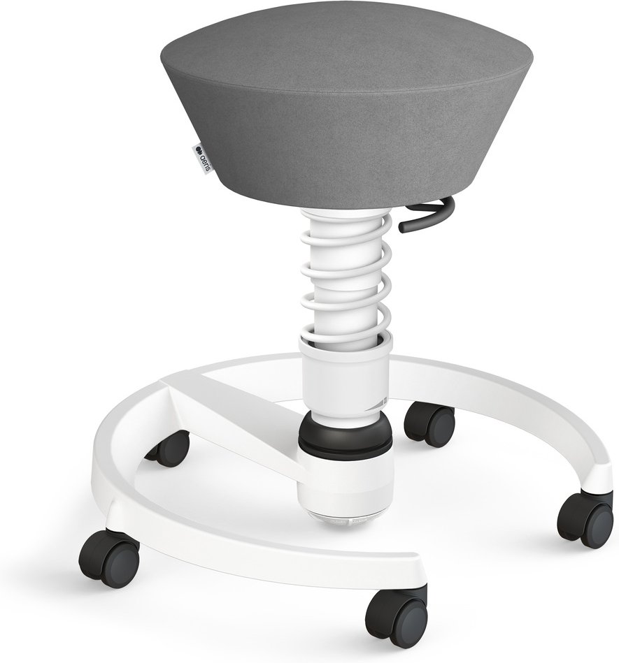 AERIS SWOPPER MIT ROLLEN - Swopper Low Mikrofaser Grau Gestell Weiß