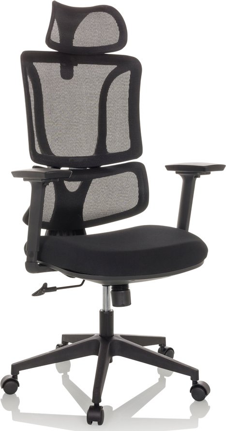 ERGOMY | Stoff / Netz | Rahmen: Schwarz - Home Office Bürostuhl Schwarz