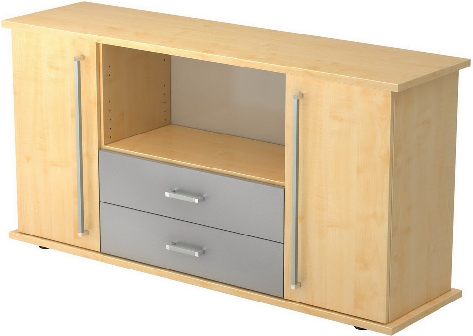 KAPA SB | Sideboard | mit Türen + Schüben - Ahorn Chromgriff Metall