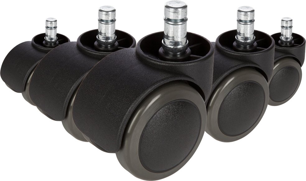 5x ROLO 10mm/50mm | Hartböden - Stuhlrollen Schwarz