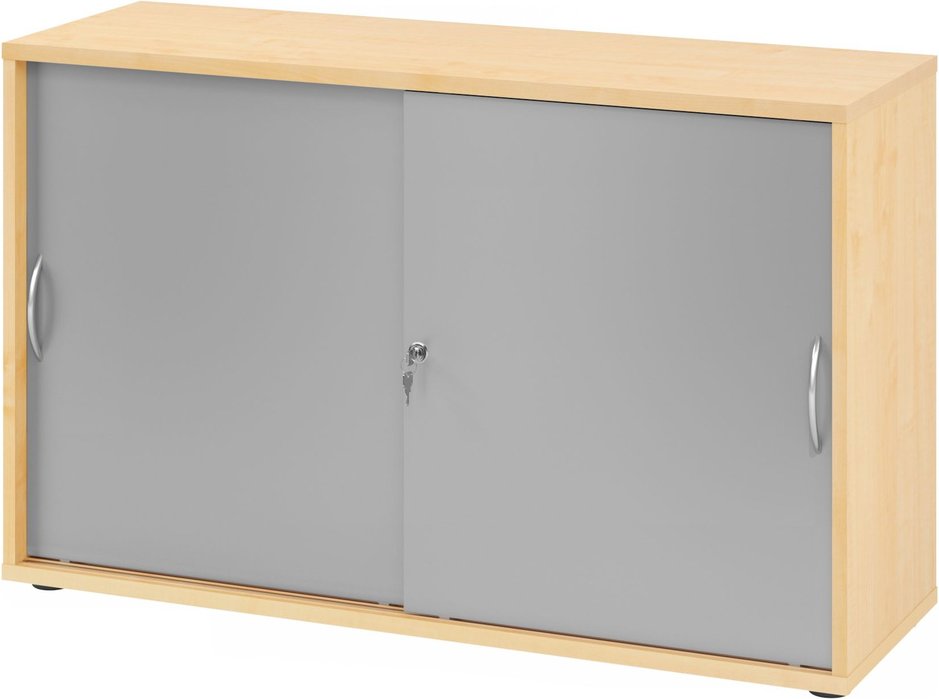 Thumbnail - BETA 1752S | Schiebetürenschrank | 2 OH - Ahorn/Silber Bogengriff Metall