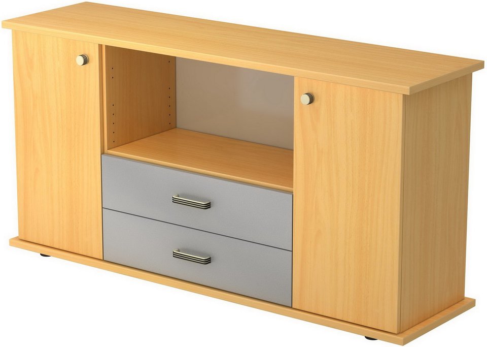KAPA SB | Sideboard | mit Türen + Schüben - Buche Streifengriff Kunststoff