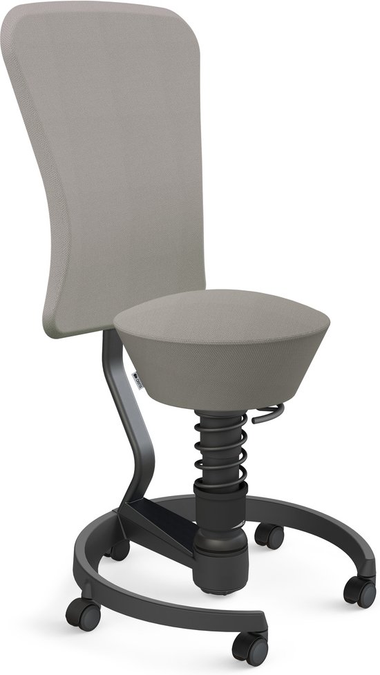 AERIS SWOPPER MIT ROLLEN UND LEHNE - Swopper Low Wollmischung Grau Gestell Schwarz